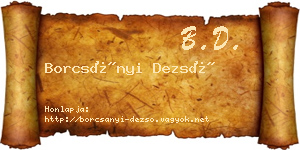 Borcsányi Dezső névjegykártya